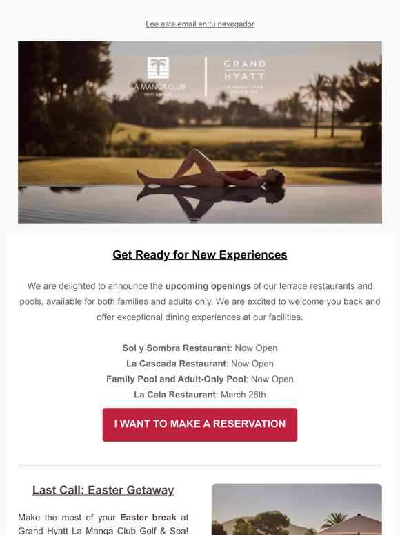 Easter Last Call at Grand Hyatt La Manga Club Golf & Spa 🤩