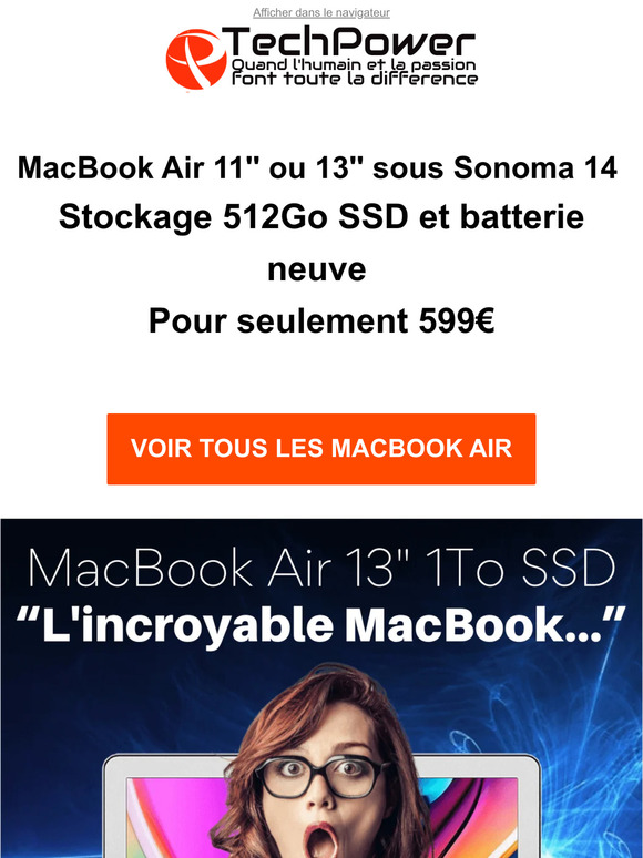 🔥 [À NE PAS MANQUER] 💻 MacBook Air avec batterie neuve - Offre exclusive à saisir rapidement !
