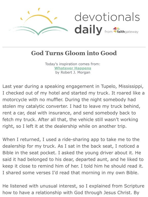 God turns gloom into good