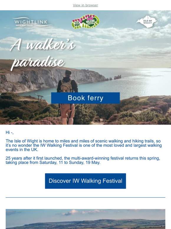 20% off travel to the Isle of Wight Walking Festival