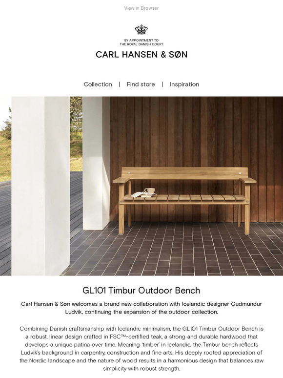 NEWS | Carl Hansen & Søn Unveils New Minimalist Outdoor Bench by Gudmundur Ludvik