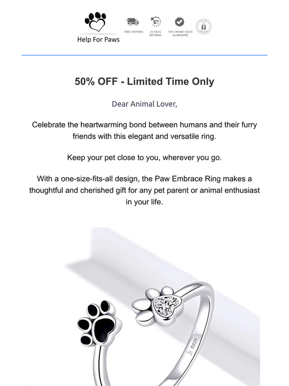 50% Sale! Embrace Your Love for Pets with Our Paw Embrace Ring! 🐾