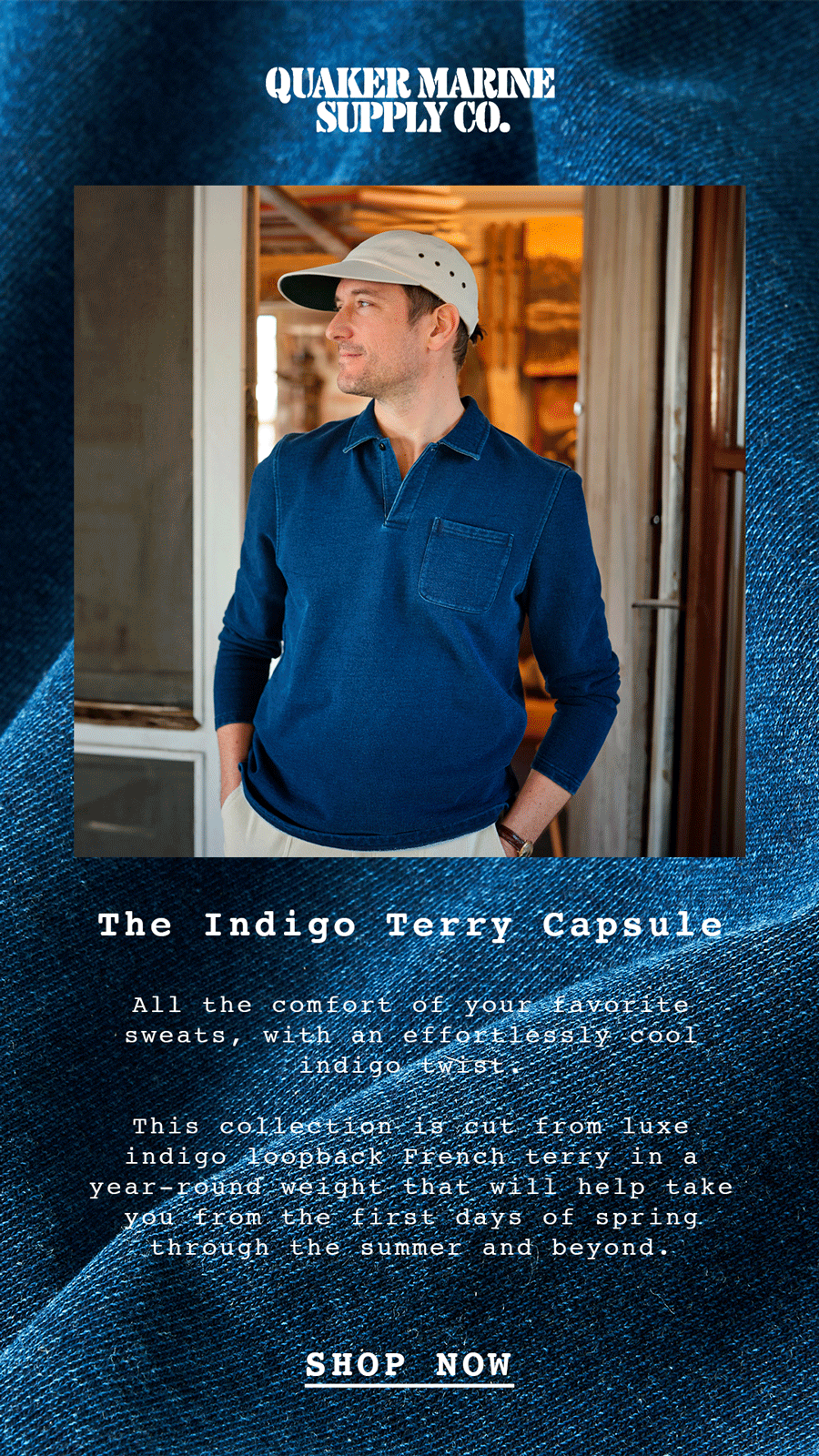 Quaker Marine Supply Co The Indigo Terry Capsule Milled