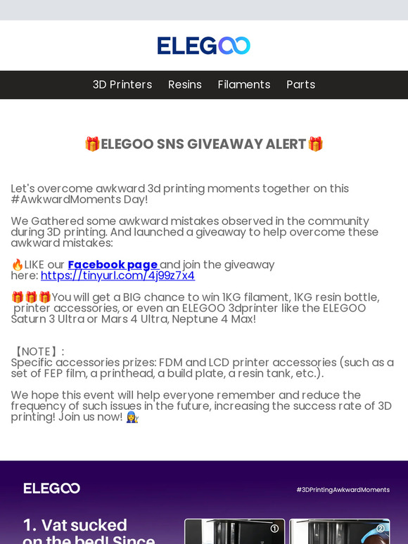 🎁WIN FILAMENTS BY JOINING ELEGOO SNS GIVEAWAY 🎁
