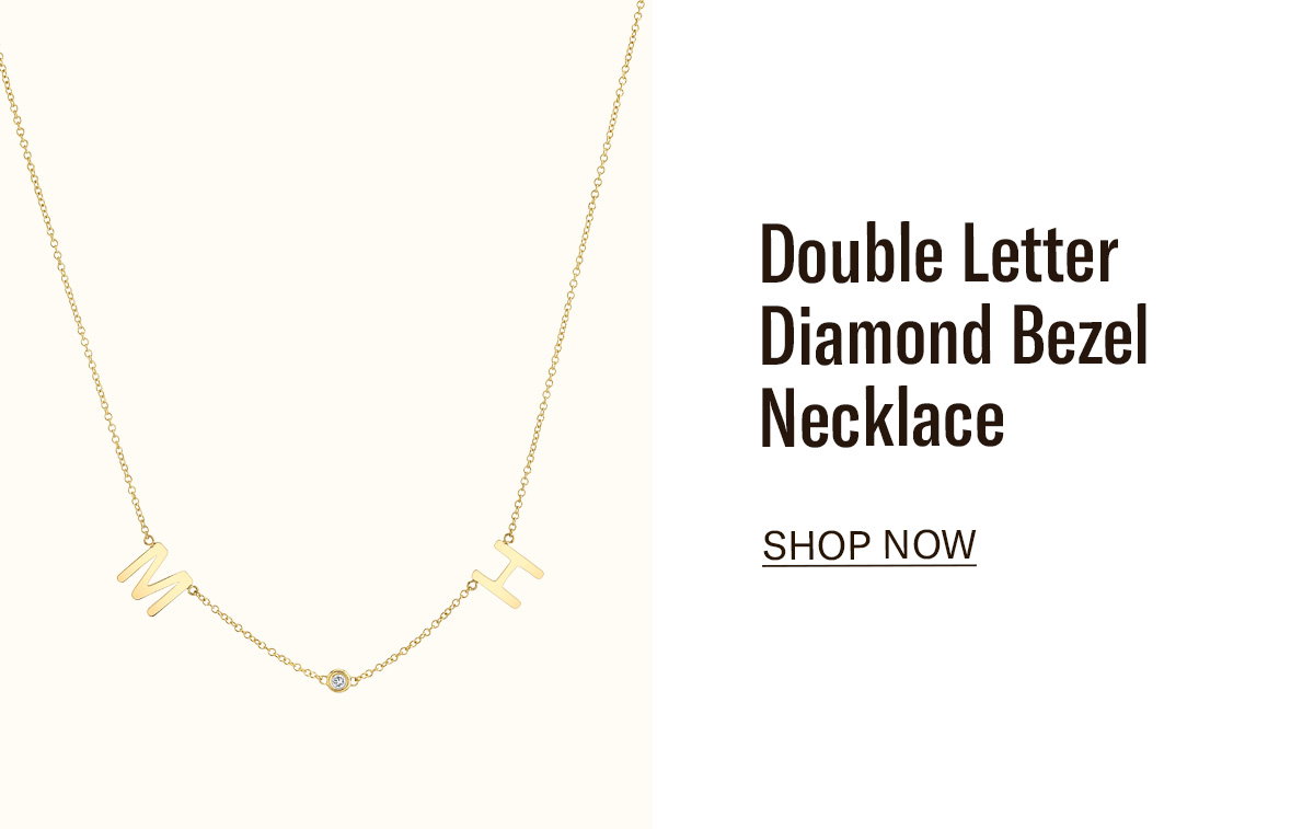 Double Letter Diamond Bezel Necklace