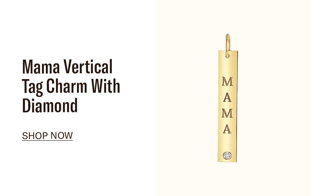 Mama Vertical Tag Charm With Diamond