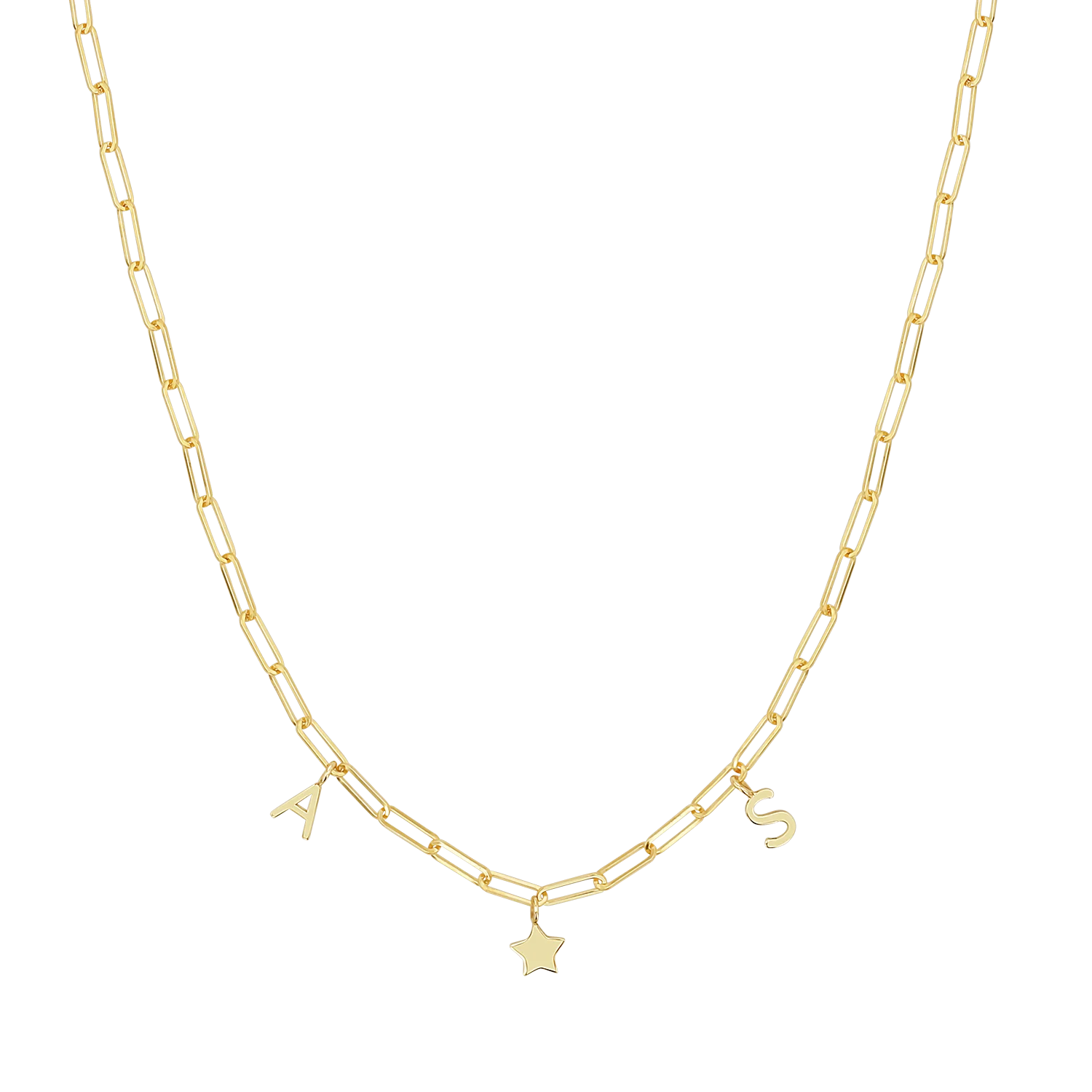 Image of Paper Clip Link Custom Charm Necklace