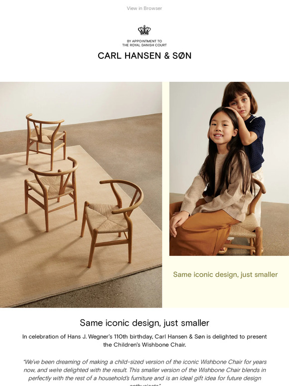 NEWS | Carl Hansen & Søn celebrates Hans J. Wegner’s 110th birthday with a new Children’s Wishbone Chair