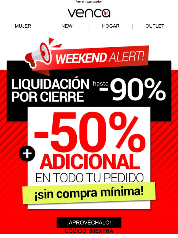 50% EXTRA en TODO sin compra mínima