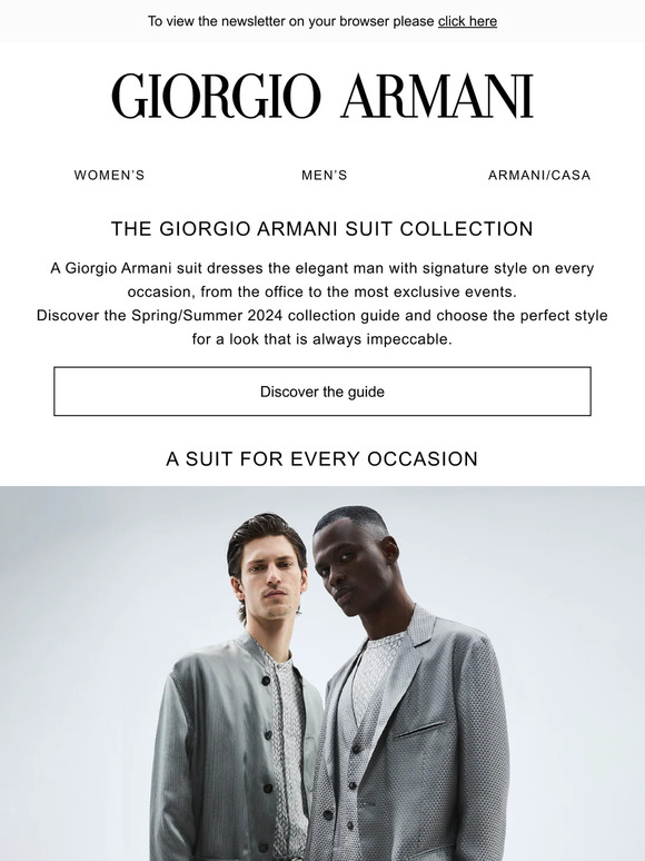 Emporio Armani: Discover the guide to suits and tuxedos | Milled