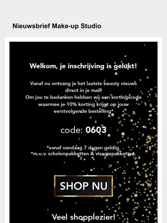 Nieuwsbrief Make-up Studio: Welcome to Make-up Studio
