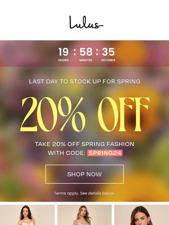 ⚠️20% Off Spring Fashion Ends Tonight!⚠️