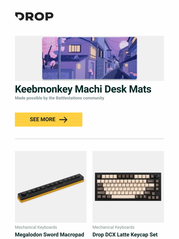 Drop: Keebmonkey Machi Desk Mats, Megalodon Sword Macropad, Drop DCX ...