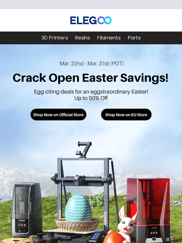 🐣Up to 50% Off Egg-clusive 3D Printer Discounts This Easter!
