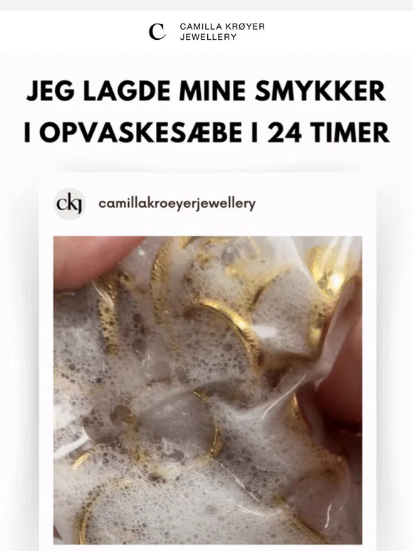 Mine smykker i sæbevand i 24 timer