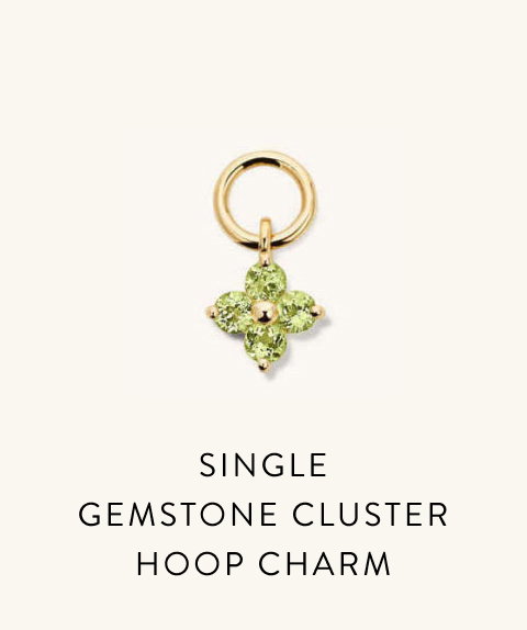 Single Gemstone Cluster Hoop Charm.
