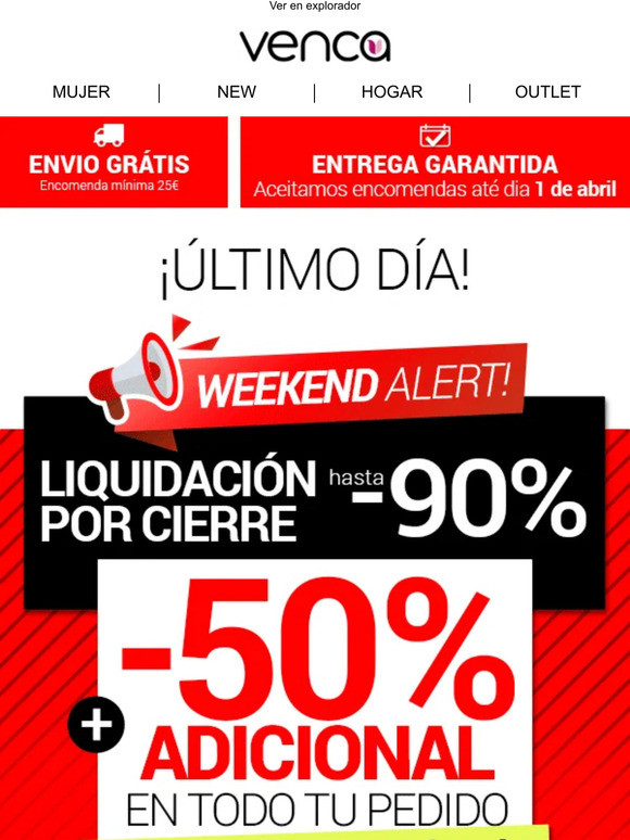 ⏰¡Últimas horas! -50% EXTRA sin MÍNIMO en toda la liquidación
