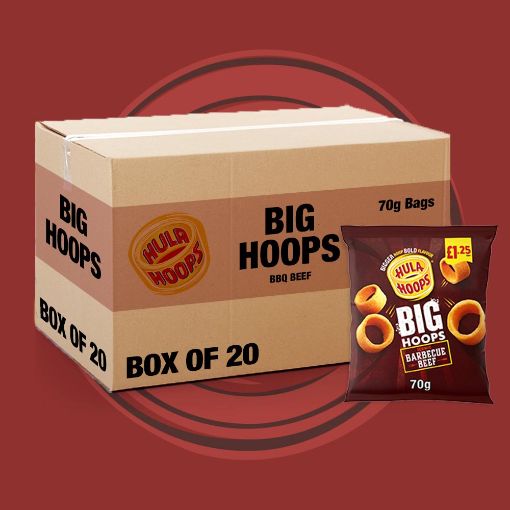 Image of 20x Hula Hoops Big Hoops BBQ Beef 70g