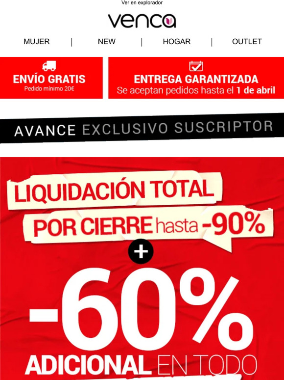 Para ti desde YA -60% EXTRA sin MÍNIMO