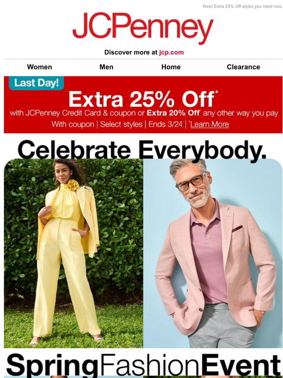 JCPenney Clearance Up To 80% Off + Extra 25% Off with Mobile Coupon