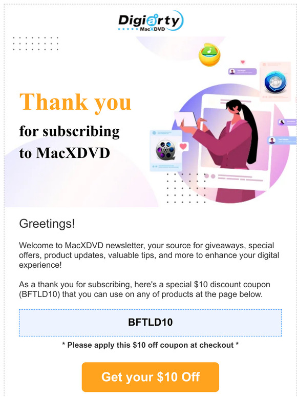 Thank you for subscribing to MacXDVD (discount inside) 🙌
