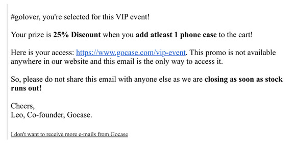 You won: (1) exclusive access