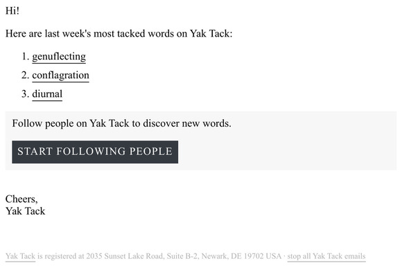 Last Week's Most Tacked Words