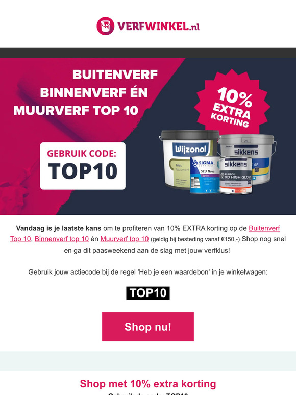 Niet vergeten: 10% extra korting!