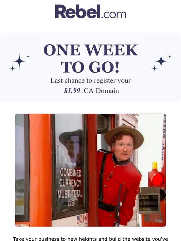 Last Chance for $1.99 .CA Domains!⚡