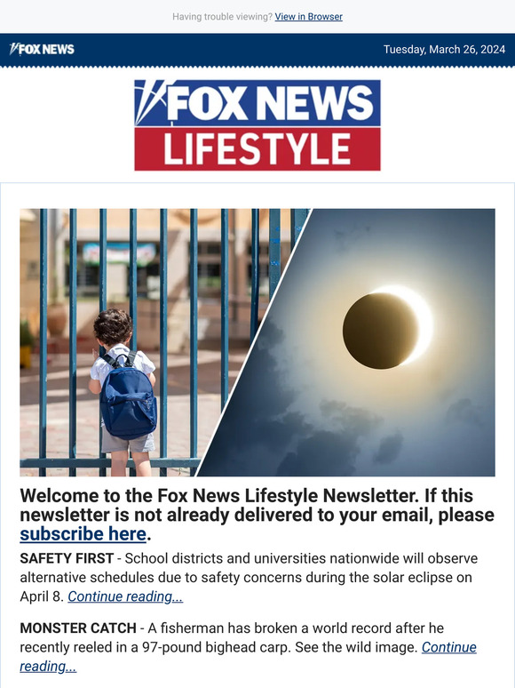Fox News Solar eclipse prompts US school closures, plus a fun American