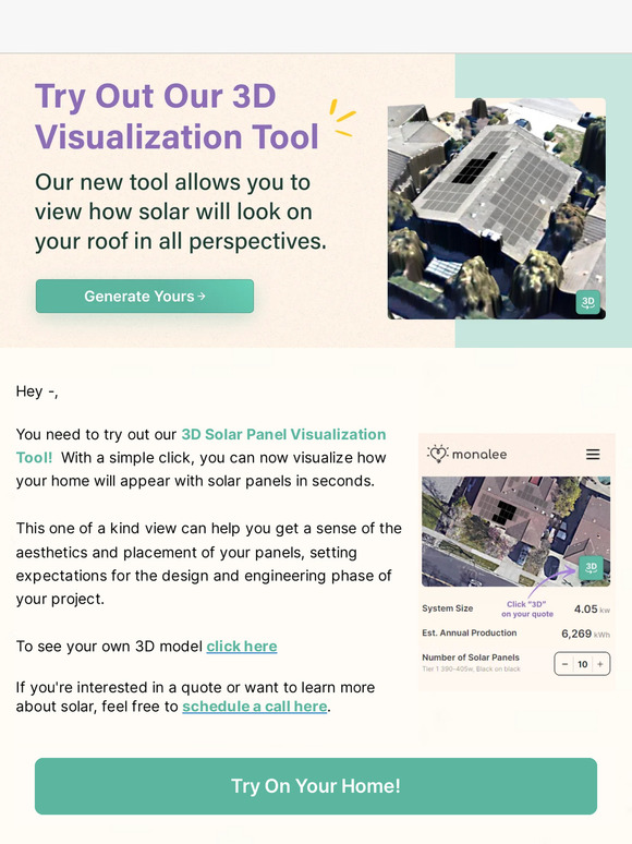 Hey —, Try our NEW 3D Visualization Tool On Your Home!