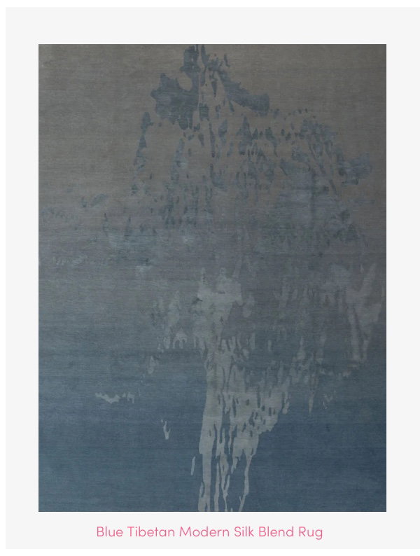Blue Tibetan Modern Silk Blend Rug - 9' x 12'