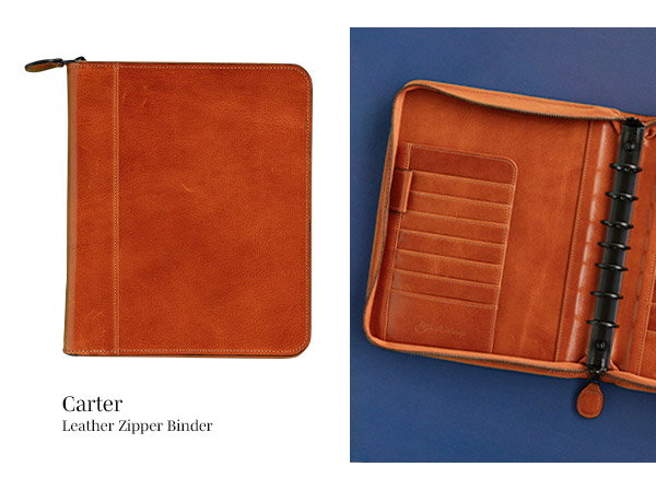 Carter Leather Zipper Binder.