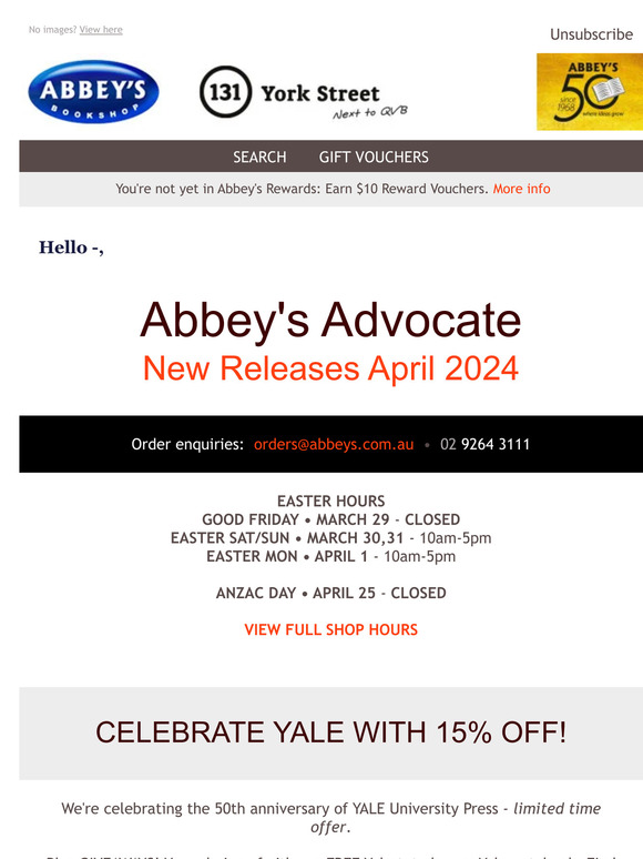 New Release Books • APR 2024 • Easter Hours