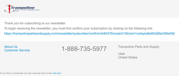 Newsletter subscription confirmation