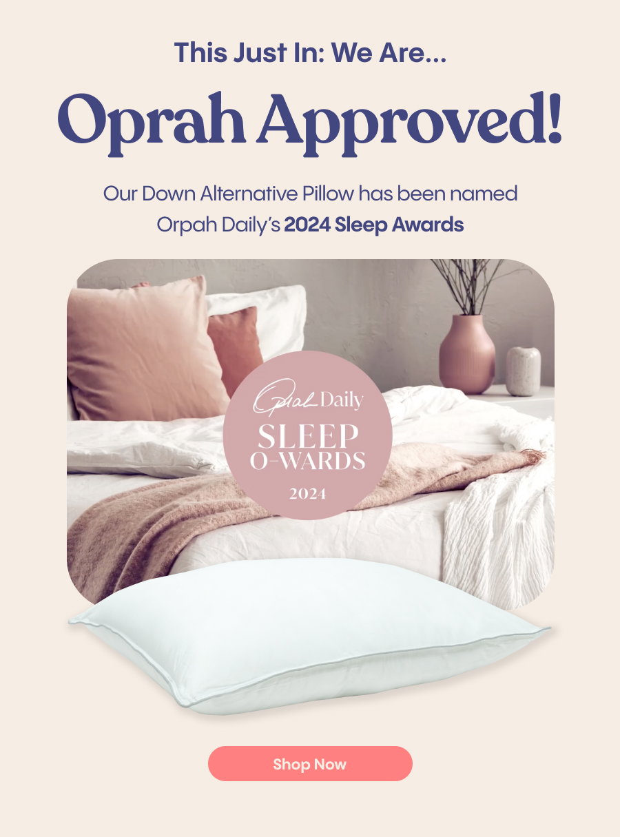 This Just In: We Are... Oprah Approved! Our Down Alternative Pillow has been named Orpah Daily's 2024 Sleep Awards | Shop Now