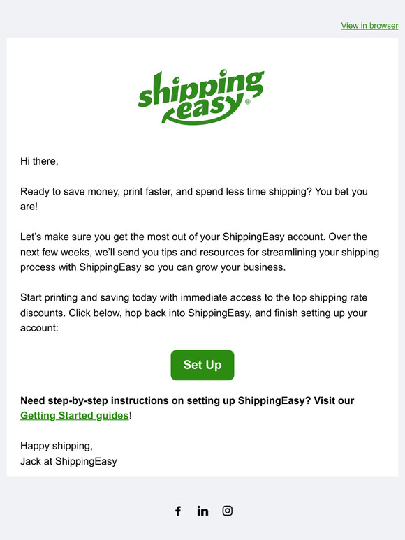Set up your free ShippingEasy account today!