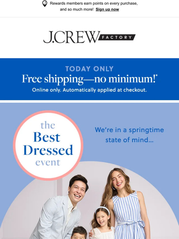 free shipping j crew factory