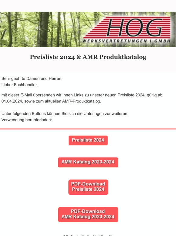 Wichtige Händlerinformation: Preisliste 2024