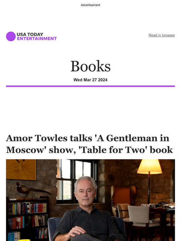 Usa today books amor towles talks a gentleman in moscow show