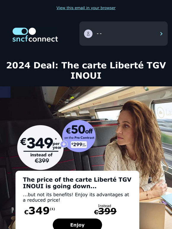 Voyages Sncf UK DEAL The carte Liberté TGV INOUI at a reduced price! Milled