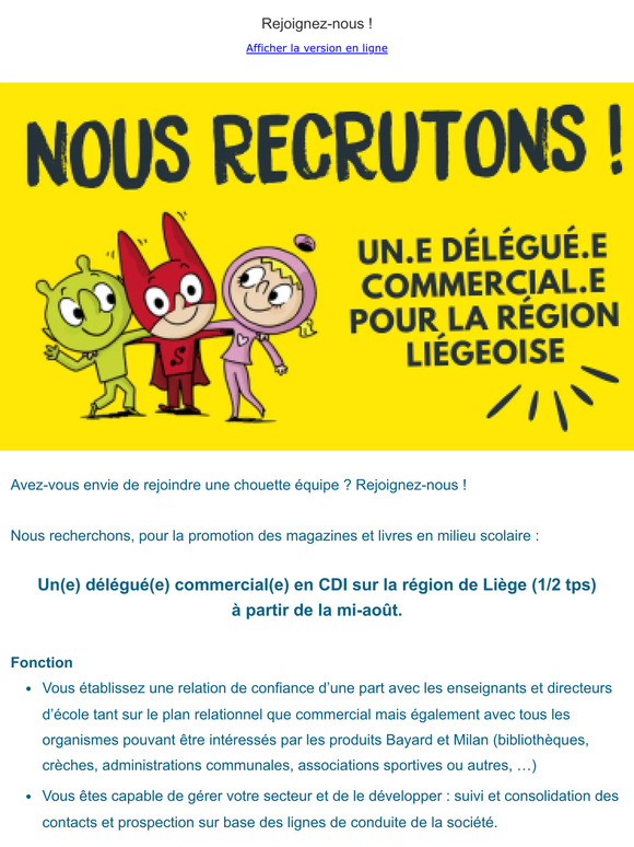 Nous recrutons un.e délégué.e commercial.e (Liège et environs)