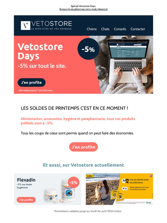 Retour des Vetostore Days : -5% sur TOUT!