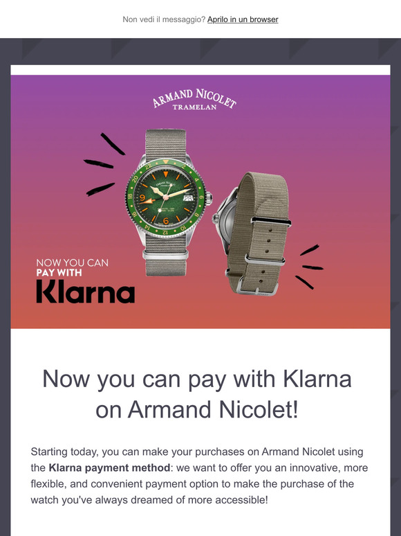 Now you can pay with Klarna on Armand Nicolet!