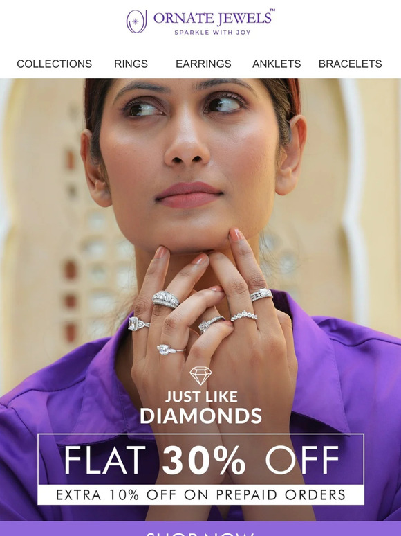 Warning: wearing Ornate Jewels' American diamonds may result in an overflow of compliments – proceed with confidence!!