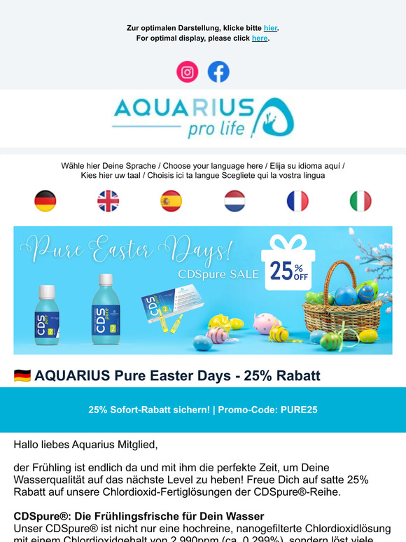 25% CDSpure Easter Sale von AQUARIUS pro life 💙