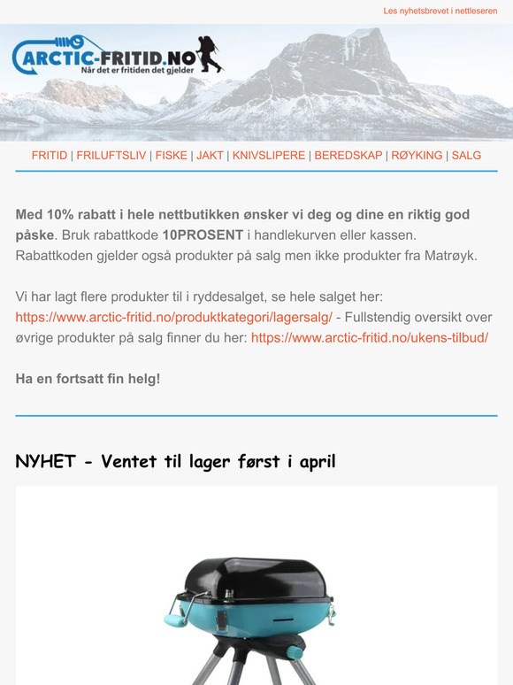 10% rabatt i hele butikken