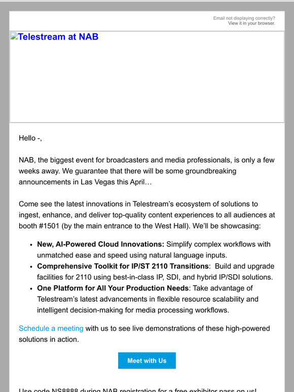See Telestream at NAB 2024 & Get a free pass on us!
