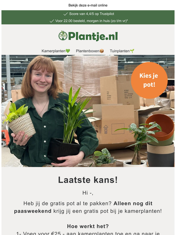 🪴 Laatste kans op een gratis pot!
