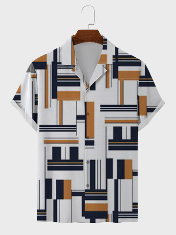 Geo Print Revere Collar Shirts